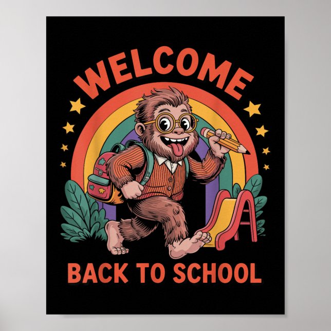 Funny Bigfoot Back To School Kid Bigfoot Backpack Poster (Vorne)
