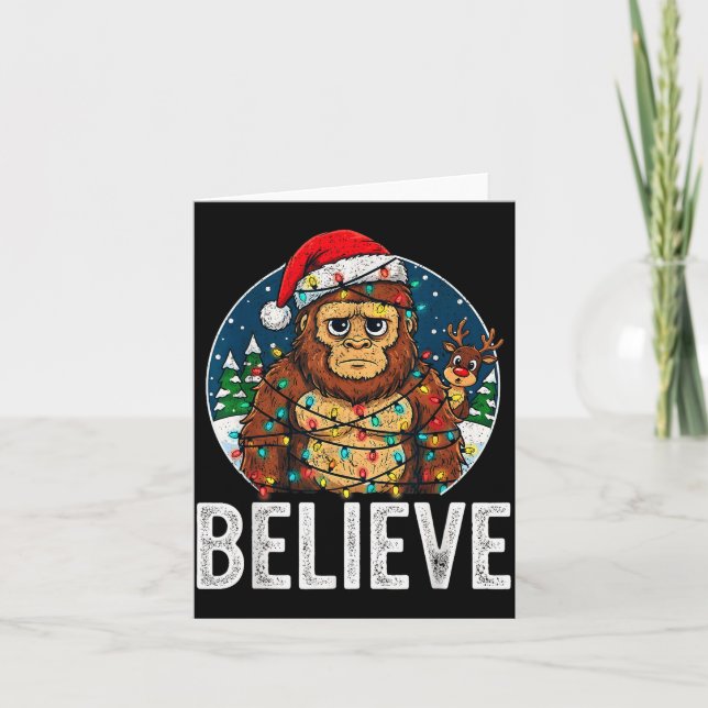Funny Bigfoot Believe Christmas Sasquatch Santa Fo Karte (Vorderseite)