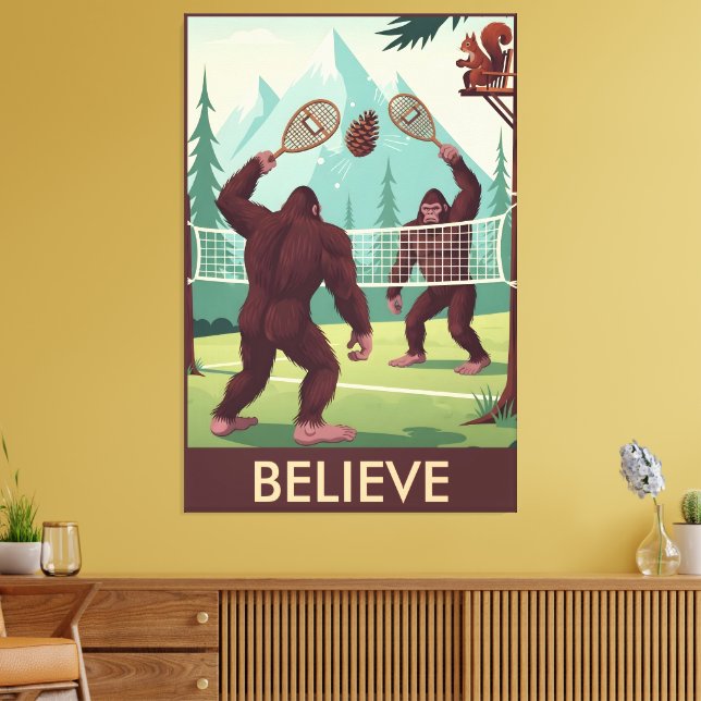 Funny Bigfoot believe Leinwanddruck (Insitu (Wohnzimmer))