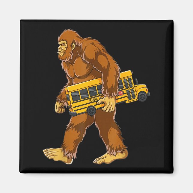 Funny Bigfoot Bus Driver Sasquatch School Bus Love Magnet (Vorne)