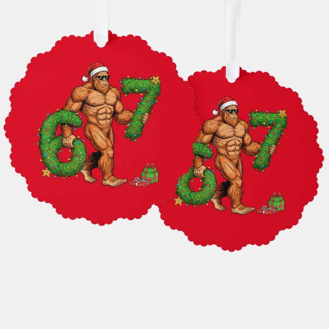 Funny Bigfoot Christmas Ornament – Paper Design  Karte (Vorderseite/Rückseite)