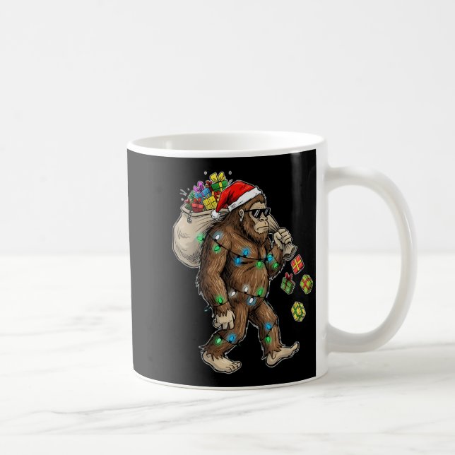 Funny Bigfoot Christmas Tree Lights Xmas Boys Mens Kaffeetasse (Rechts)