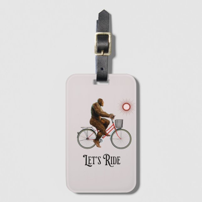 Funny Bigfoot Cycling, Lass's Ride Gepäckanhänger (Vorderseite Vertikal)