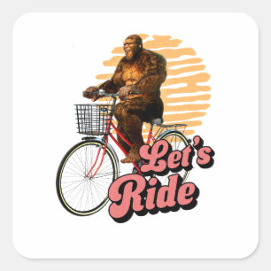 Funny Bigfoot Cycling, Lass's Ride Quadratischer Aufkleber
