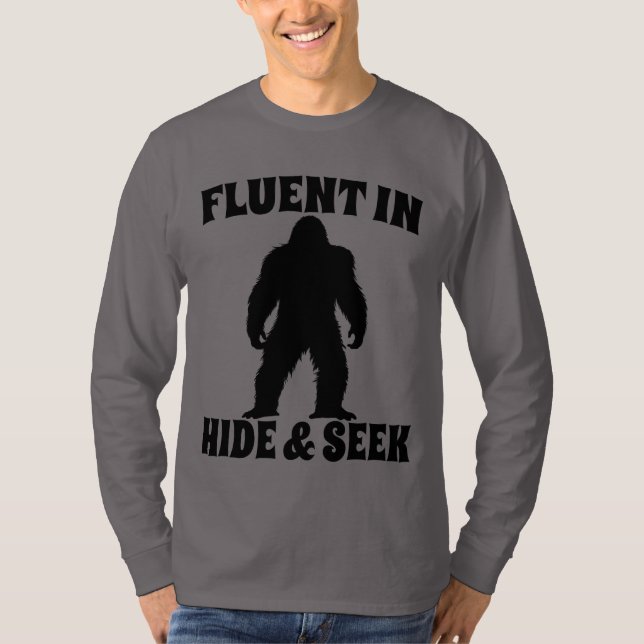 Funny Bigfoot - fließend in Verborgen und Suchen T-Shirt (Vorderseite)