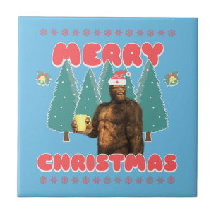 Funny Bigfoot - Frohe Weihnachten Fliese