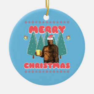 Funny Bigfoot - Frohe Weihnachten Keramik Ornament