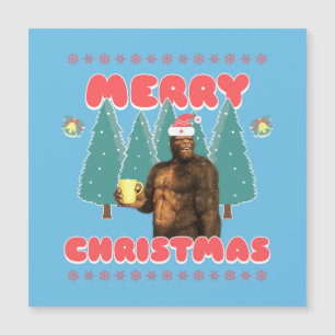 Funny Bigfoot - Frohe Weihnachten Magnetkarte