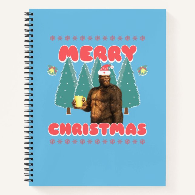 Funny Bigfoot - Frohe Weihnachten Notizbuch (Vorderseite)
