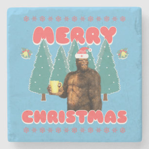 Funny Bigfoot - Frohe Weihnachten Steinuntersetzer