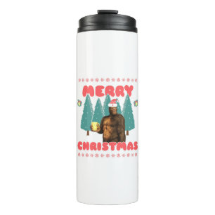 Funny Bigfoot - Frohe Weihnachten Thermosbecher