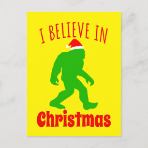 Funny Bigfoot glaube ich an Weihnachten Ankündigungspostkarte