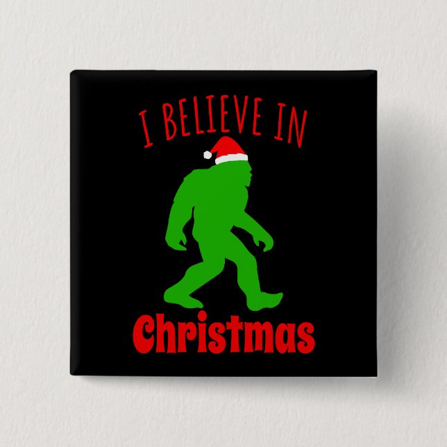 Funny Bigfoot glaube ich an Weihnachten Button (Vorderseite)