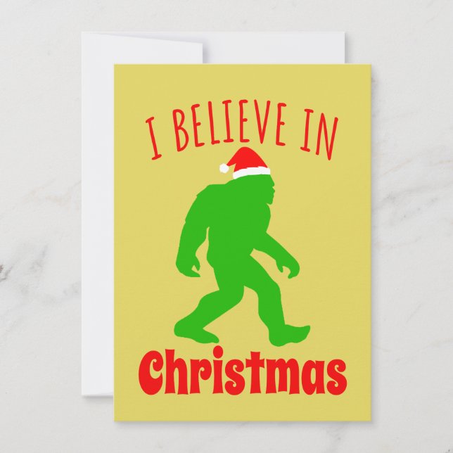 Funny Bigfoot glaube ich an Weihnachten Einladung (Vorderseite)