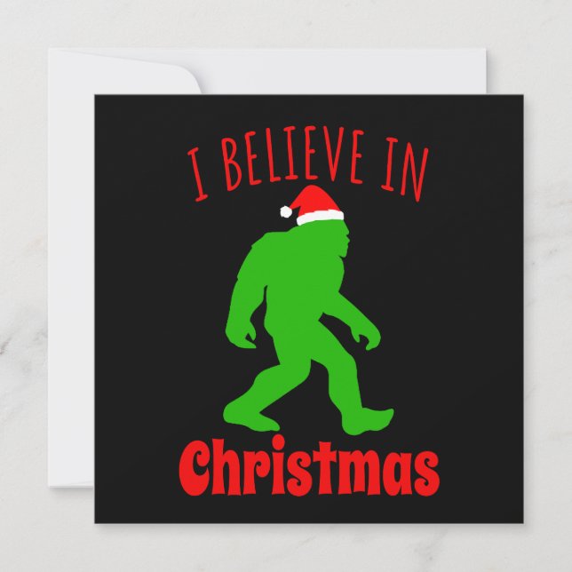 Funny Bigfoot glaube ich an Weihnachten Einladung (Vorderseite)