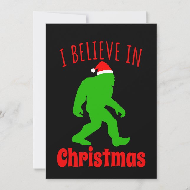 Funny Bigfoot glaube ich an Weihnachten Save The Date (Vorderseite)