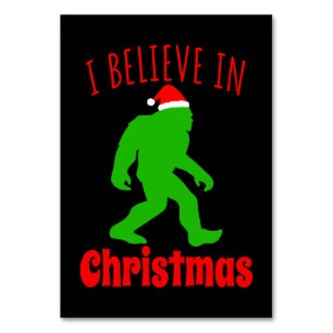 Funny Bigfoot glaube ich an Weihnachten Tischnummer