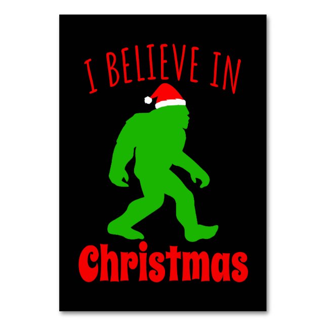 Funny Bigfoot glaube ich an Weihnachten Tischnummer (Vorderseite)