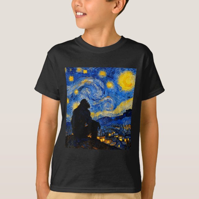 Funny Bigfoot Graphic Van Gogh Style Sasquatch Sta T-Shirt (Vorderseite)