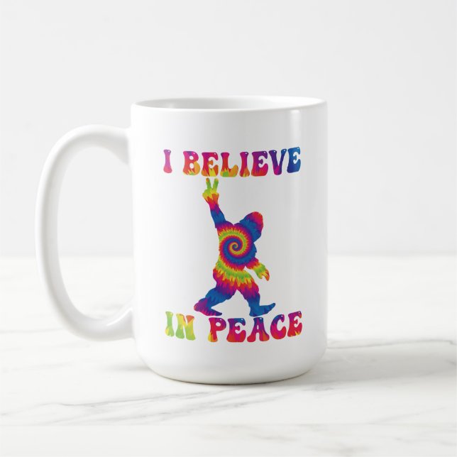 Funny Bigfoot Ich glaube an den Frieden Kaffeetasse (Links)