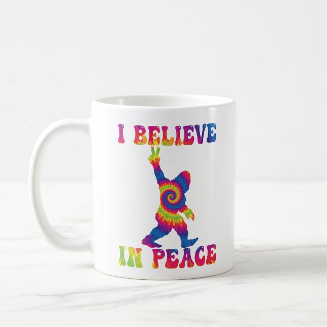 Funny Bigfoot Ich glaube an den Frieden Kaffeetasse (Links)