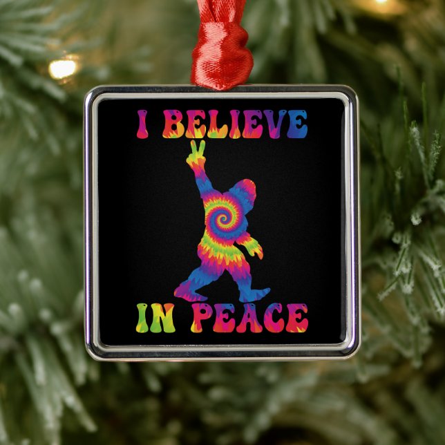 Funny Bigfoot Ich glaube an den Frieden Ornament Aus Metall (Baum)