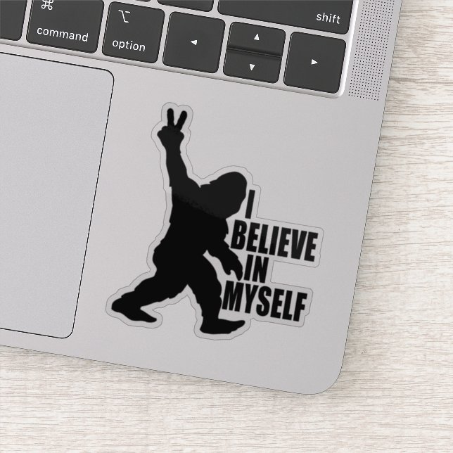 Funny Bigfoot-Ich glaube an mich selbst Aufkleber (Detail)