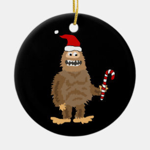 Funny Bigfoot in der Weihnachtsmannmütze Weihnach Keramik Ornament
