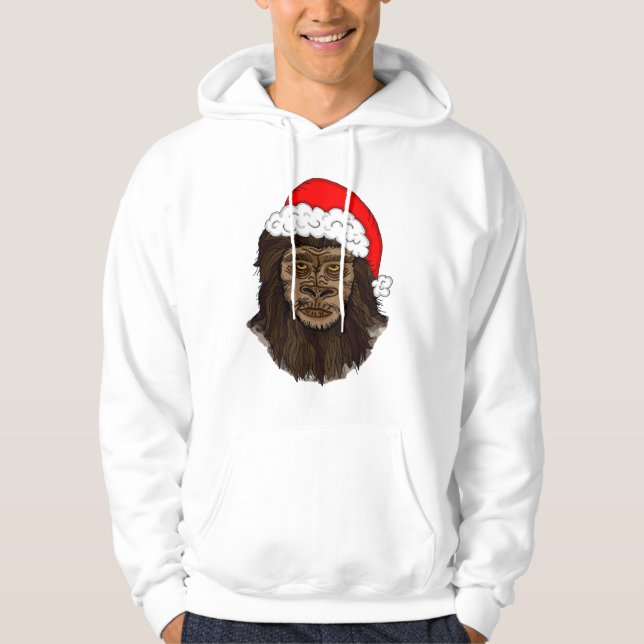 Funny Bigfoot In Weihnachtsmannmütze Sasquatch Spa Hoodie (Vorderseite)