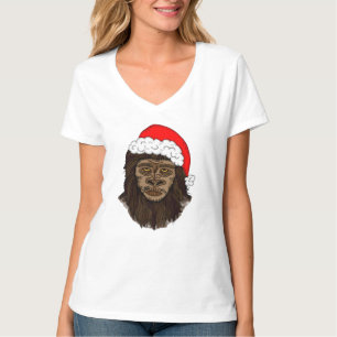 Funny Bigfoot In Weihnachtsmannmütze Sasquatch Spa T-Shirt
