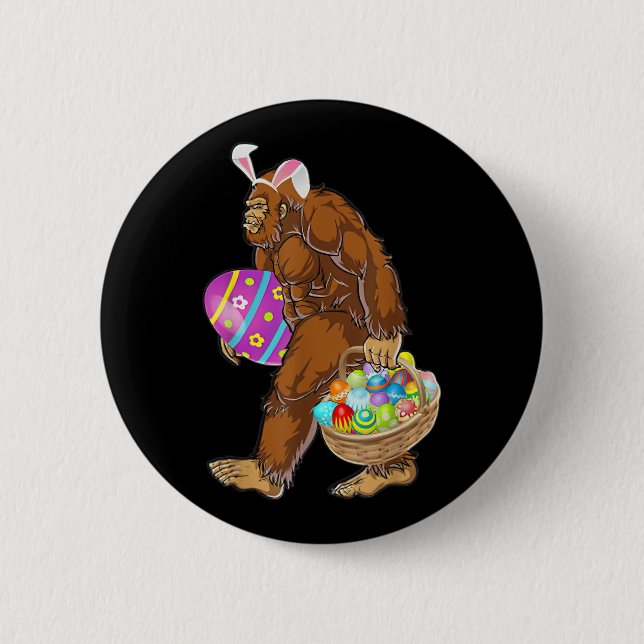 Funny Bigfoot Jagd Ostereier Button (Vorderseite)