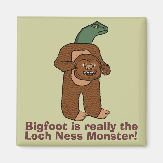Funny Bigfoot Loch Ness Monster Magnet (Vorne)