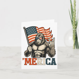 Funny Bigfoot Merica Rock Usa Flag Patriotic 4th O Karte
