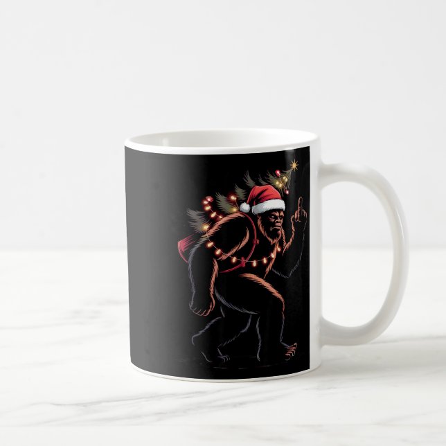 Funny Bigfoot Middle Finger Christmas Sasquatch An Kaffeetasse (Rechts)