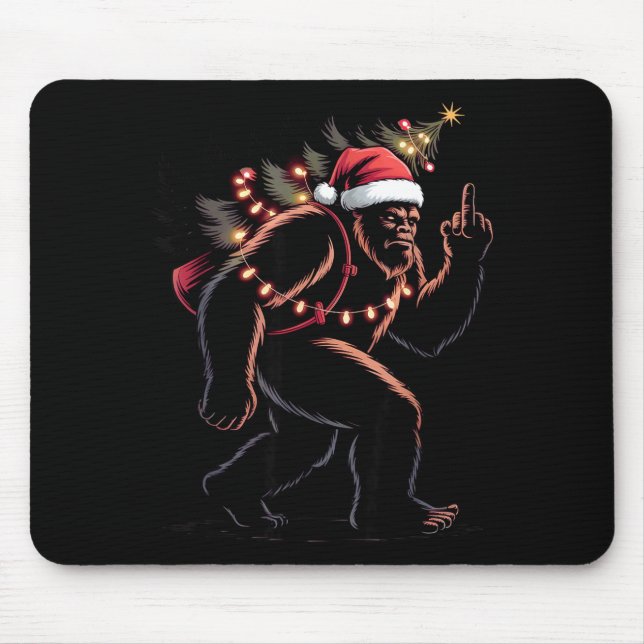 Funny Bigfoot Middle Finger Christmas Sasquatch An Mousepad (Vorne)