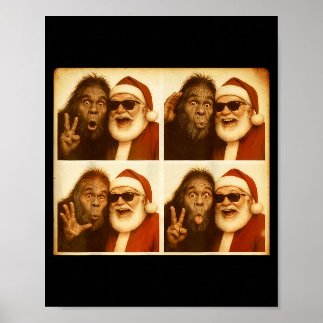 Funny Bigfoot Photobooth With Santa Christmas Xmas Poster (Vorne)