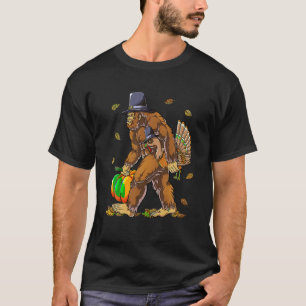 Funny Bigfoot Pilgrim Turkey Pumpkin Erntedank T-Shirt