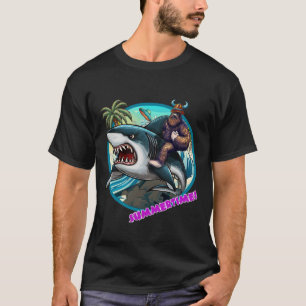 Funny Bigfoot Riding a Shark : Unglaublich witzig T-Shirt