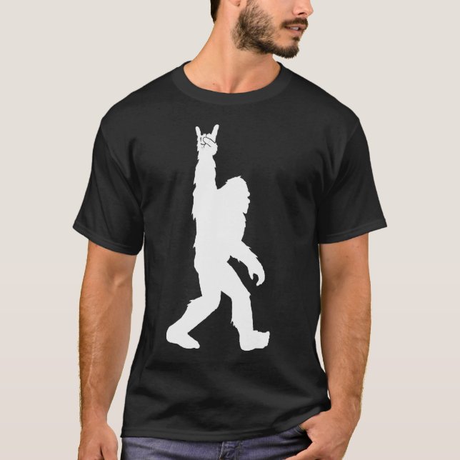 Funny Bigfoot Rock and Roll Tshirt für Sasquatch (Vorderseite)