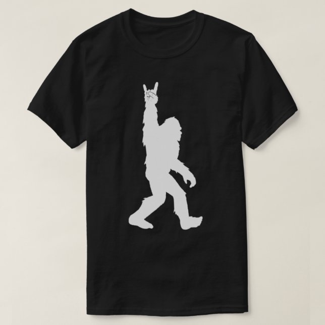 Funny Bigfoot Rock and Roll Tshirt für Sasquatch B (Design vorne)