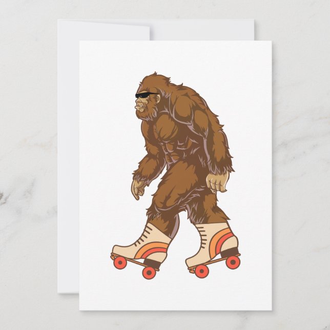 Funny Bigfoot Roller Skaten Feiertagskarte (Vorderseite)