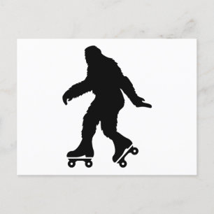 Funny Bigfoot Roller Skaten Postkarte