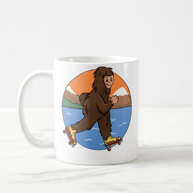 Funny Bigfoot Roller Skating Lover Skater Illustra Kaffeetasse (Links)