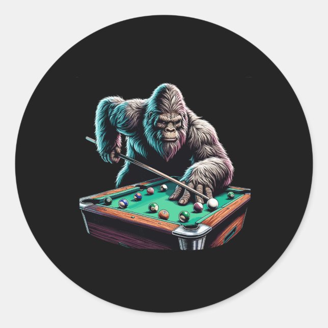 Funny Bigfoot Sasquatch Billiards Billard Pool Pla Runder Aufkleber (Vorderseite)