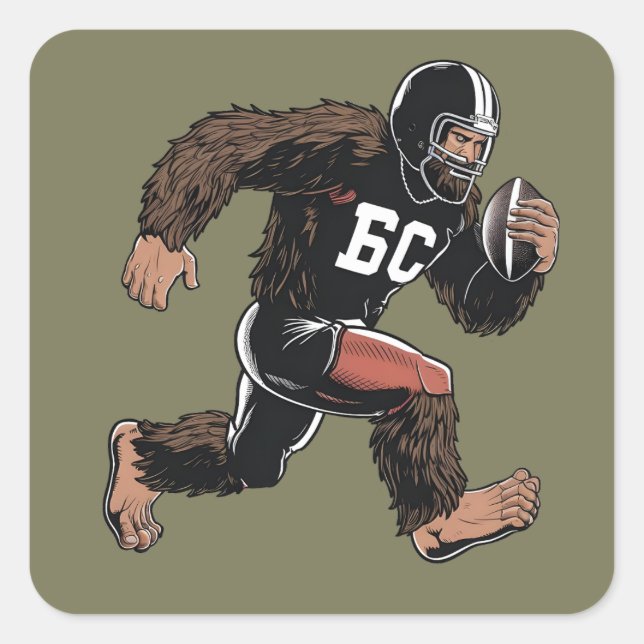 Funny Bigfoot Sasquatch Fantasy Football Sport Quadratischer Aufkleber (Vorderseite)