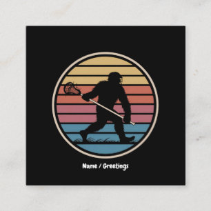 Funny Bigfoot Sasquatch Lacrosse Vintag Sunset Quadratische Visitenkarte