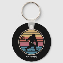 Funny Bigfoot Sasquatch Lacrosse Vintag Sunset Schlüsselanhänger