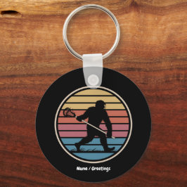Funny Bigfoot Sasquatch Lacrosse Vintag Sunset Schlüsselanhänger