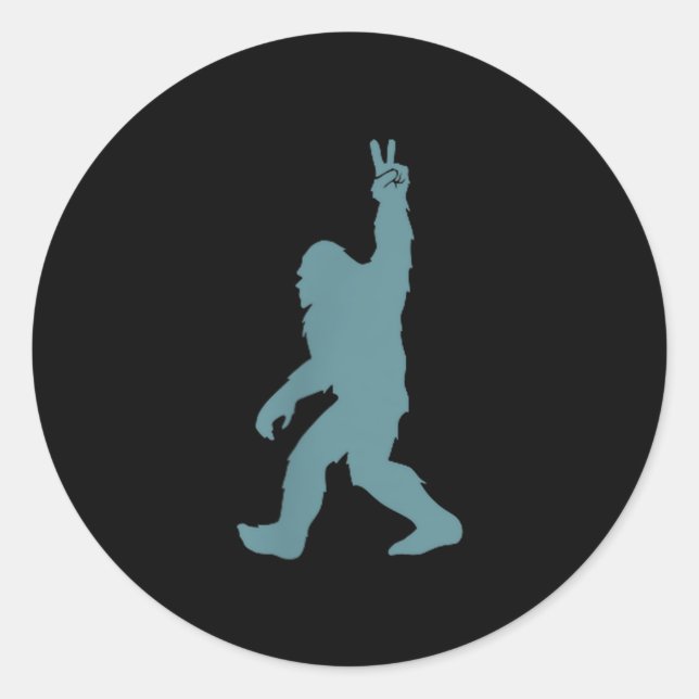 Funny Bigfoot Sasquatch Peace Sign Big Foot Squatc Runder Aufkleber (Vorderseite)