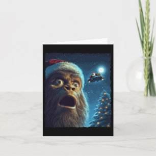 Funny Bigfoot Sasquatch Selfie Santa Ufo Xmas Chri Karte